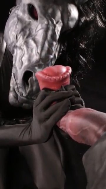 Furry player pony wanks and kisses huge cock cum on her face 360p